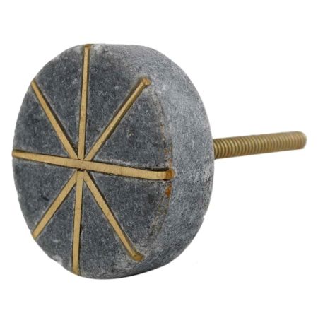 Round Grey Stone Gold Wire Dresser Knobs